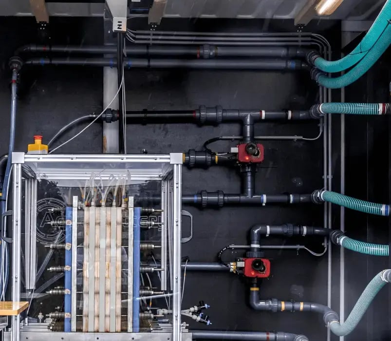 A close-up view of Aquabattery's energy storage system.